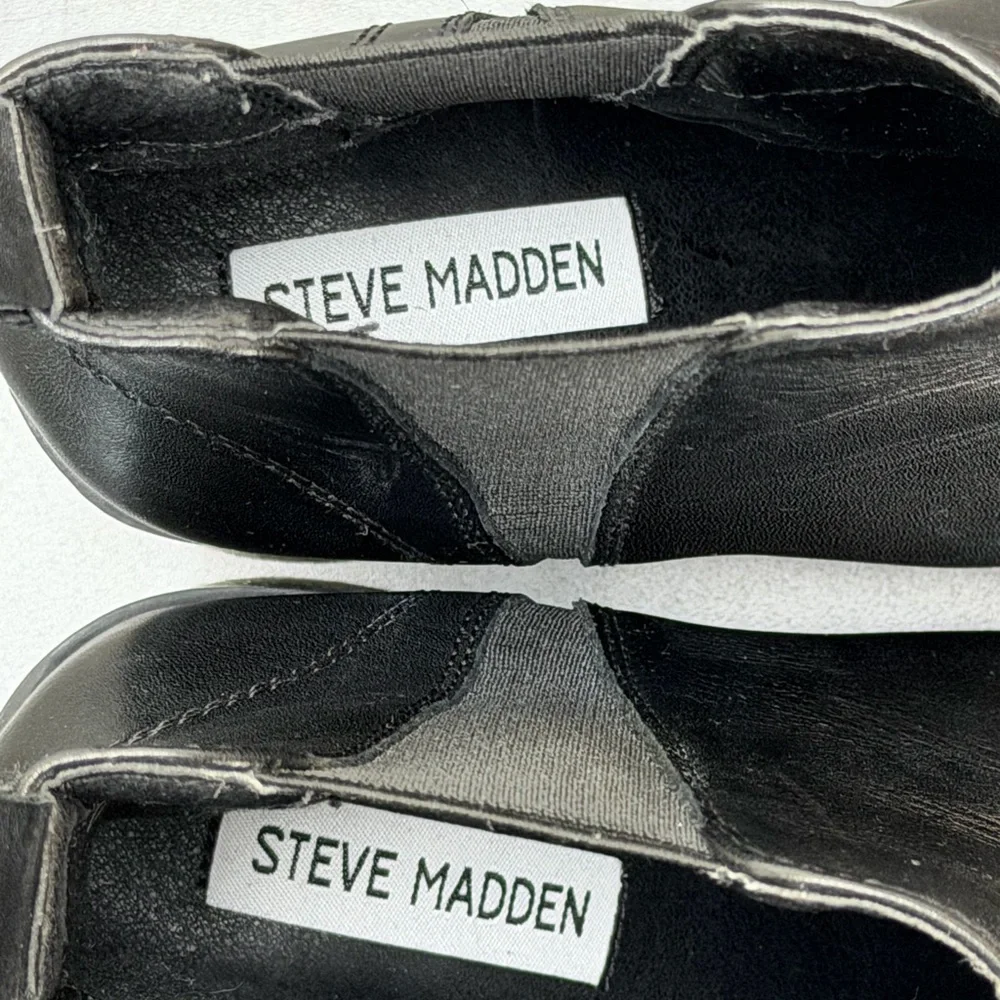 Steve Madden‎ Audience Black Leather Chelsea Ankle Boot 7.5M Pointed Toe